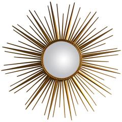 French Signed Chaty Vallauris Brass Sunburst Mirrors