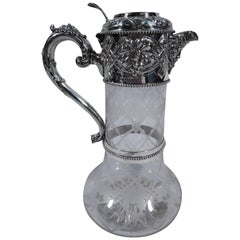 Sumptuous Victorian Sterling Silver and Crystal Wine Decanter