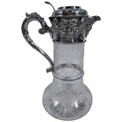 Sumptuous Victorian Sterling Silver and Crystal Wine Decanter 7
