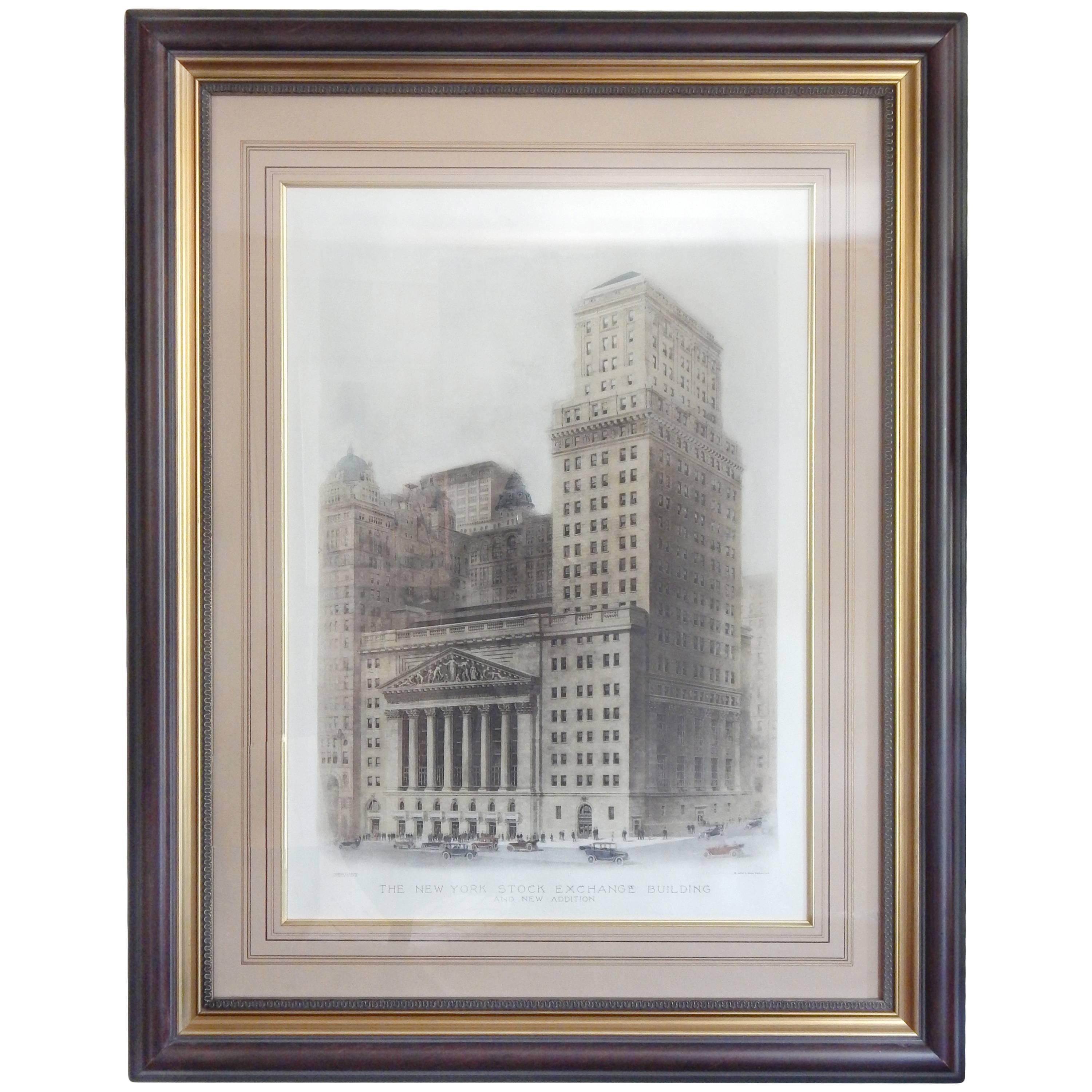 Huge New York Stock Exchange Etching, 1922 For Sale