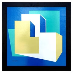 Pittura astratta originale con smalto su masonite di Rick Orr