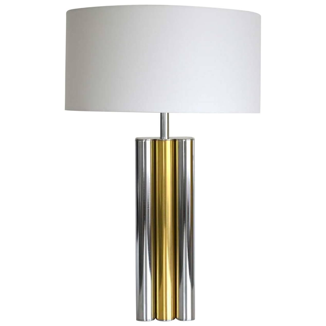 Midcentury Chrome and Brass Table Lamp For Sale