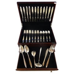 Used Esprit by Gorham Sterling Silver Flatware Set 12 Service 54, Mid-Century Modern