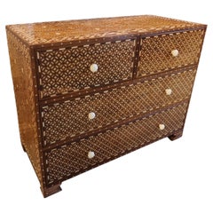 Marquetry Chest of Drawers with Five Drawers and Geometric Motifs