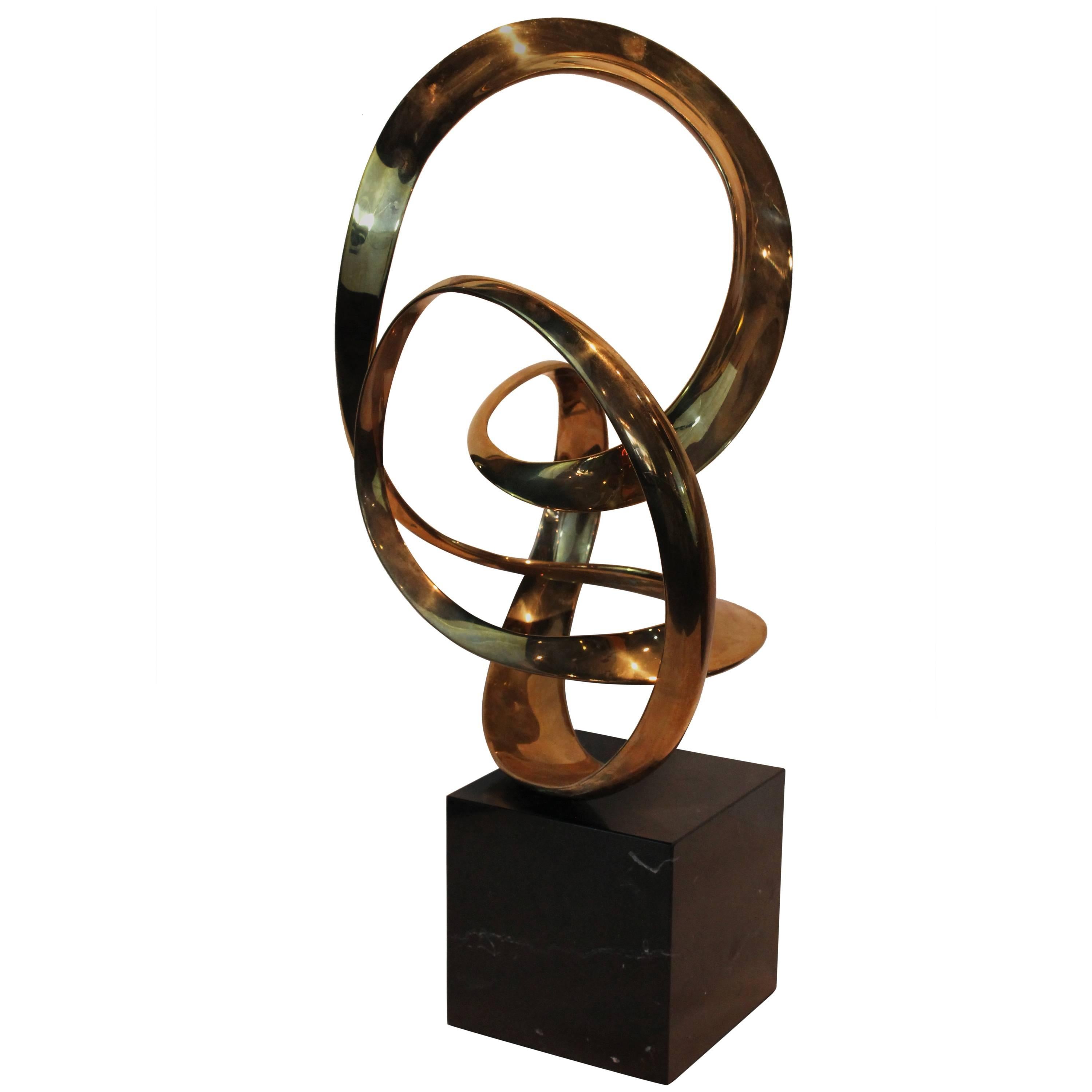 Tom Bennett Modernist Ribbon Brass Sculpture