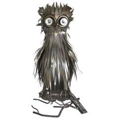 Mid-Century Brutalist Inspired French Sculptural Owl Form Table Lamp by Jarry 5