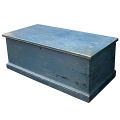 Blue Painted Sea Chest, American, Mid-19th Century