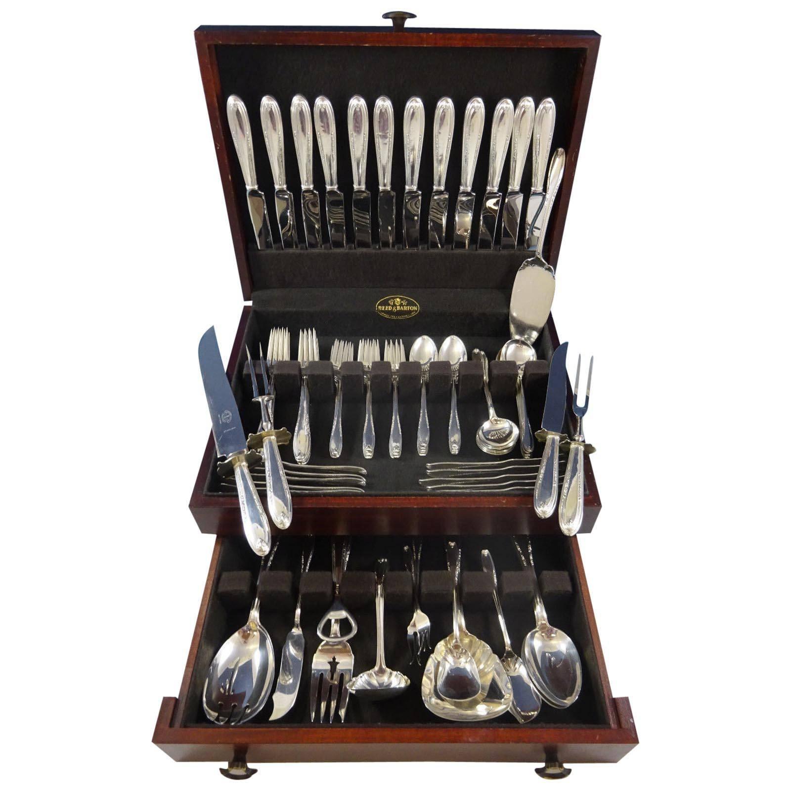Leonore by Manchester Sterling Silver Flatware Set for 12 Service 94 Pieces