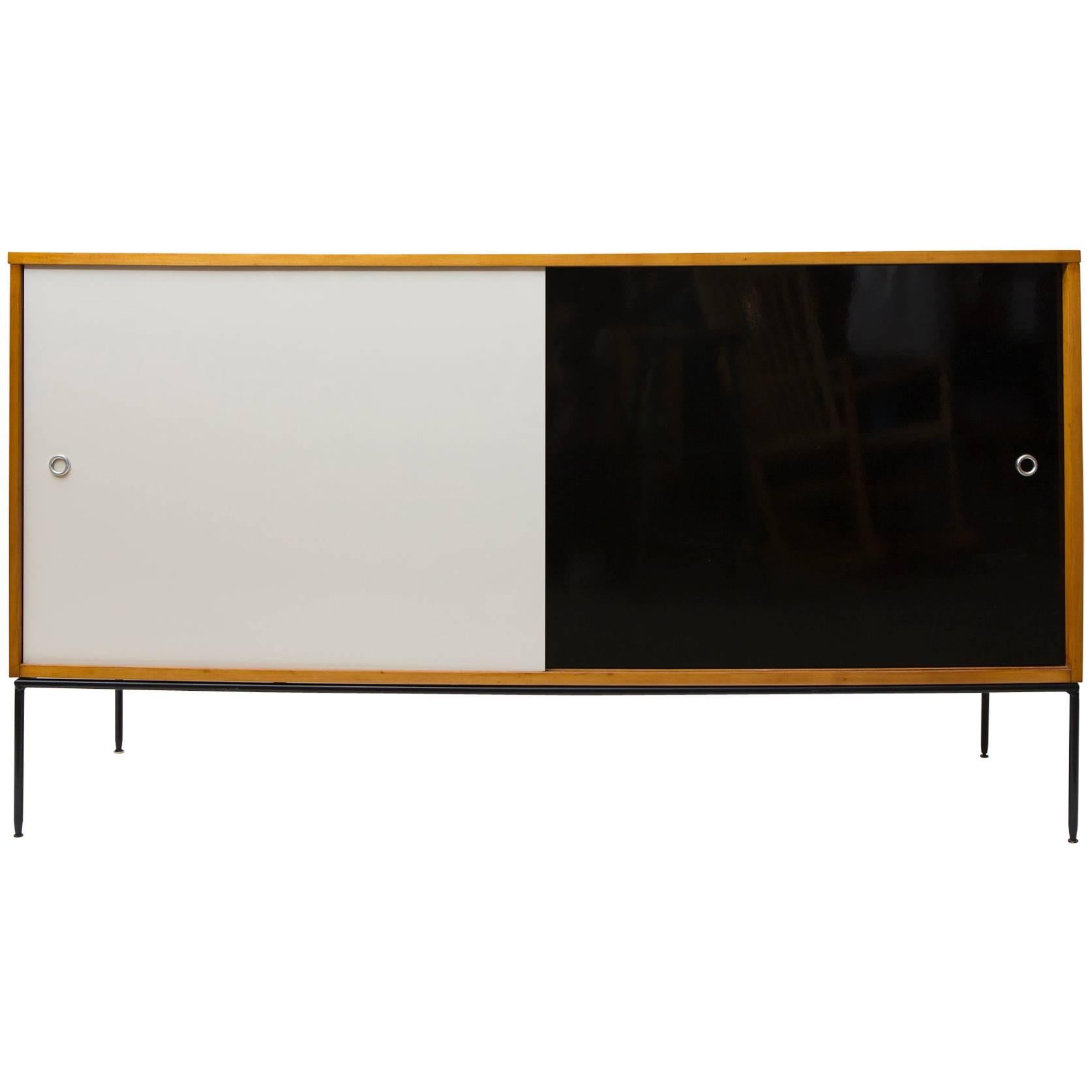 Paul McCobb Solid Maple Sideboard with Black/White Doors-Planner Group