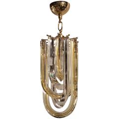 1970 Venini Chandelier in Two Colours of Murano Crystal
