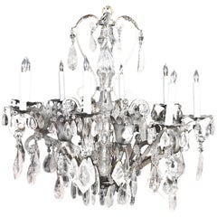 Fine French Bagues Style Silvered and Cut Rock Crystal Chandelier