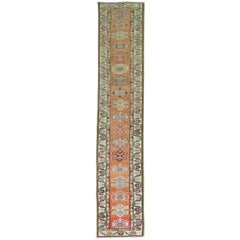 Bright Orange Narrow Vintage Turkish Runner 2' x 12'