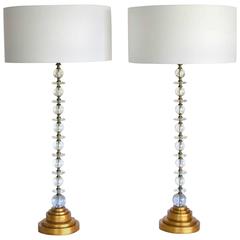 Pair of Hollywood Regency Blown Glass Table Lamps