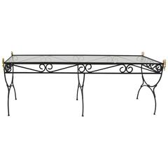 Vintage Hollywood Regency Wrought Iron Console Table