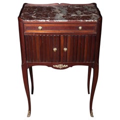 Marble Topped Antique Mahogany Bedside Table