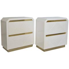 Pair of Post-Modern Faux Bamboo Side Tables