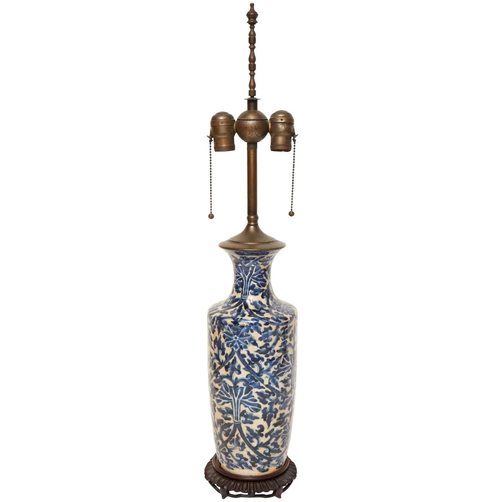 Moorish Blue and White Painted Table Lamp