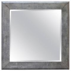 Huge Aldo Tura Goatskin Green Gray Wall Mirror 9