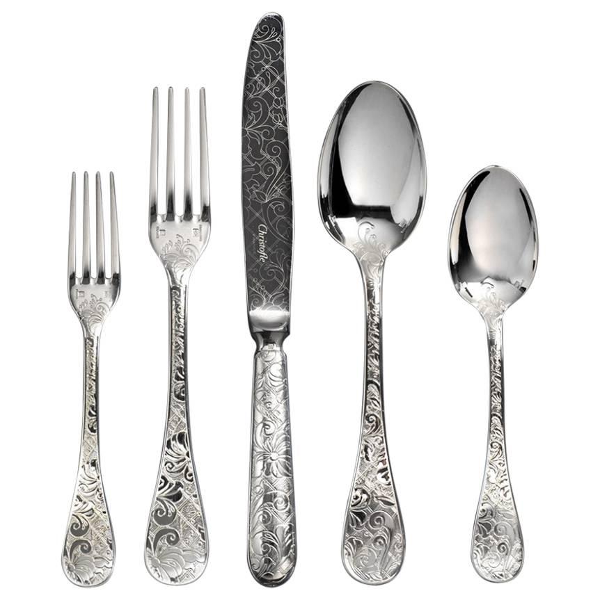 Jardin D
Eden by Christofle Sterling Silver Flatware Service Set 74 Pieces, New