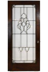 Arts and Crafts Beveled Glass Door in Oak with Original Crystal Doorknobs