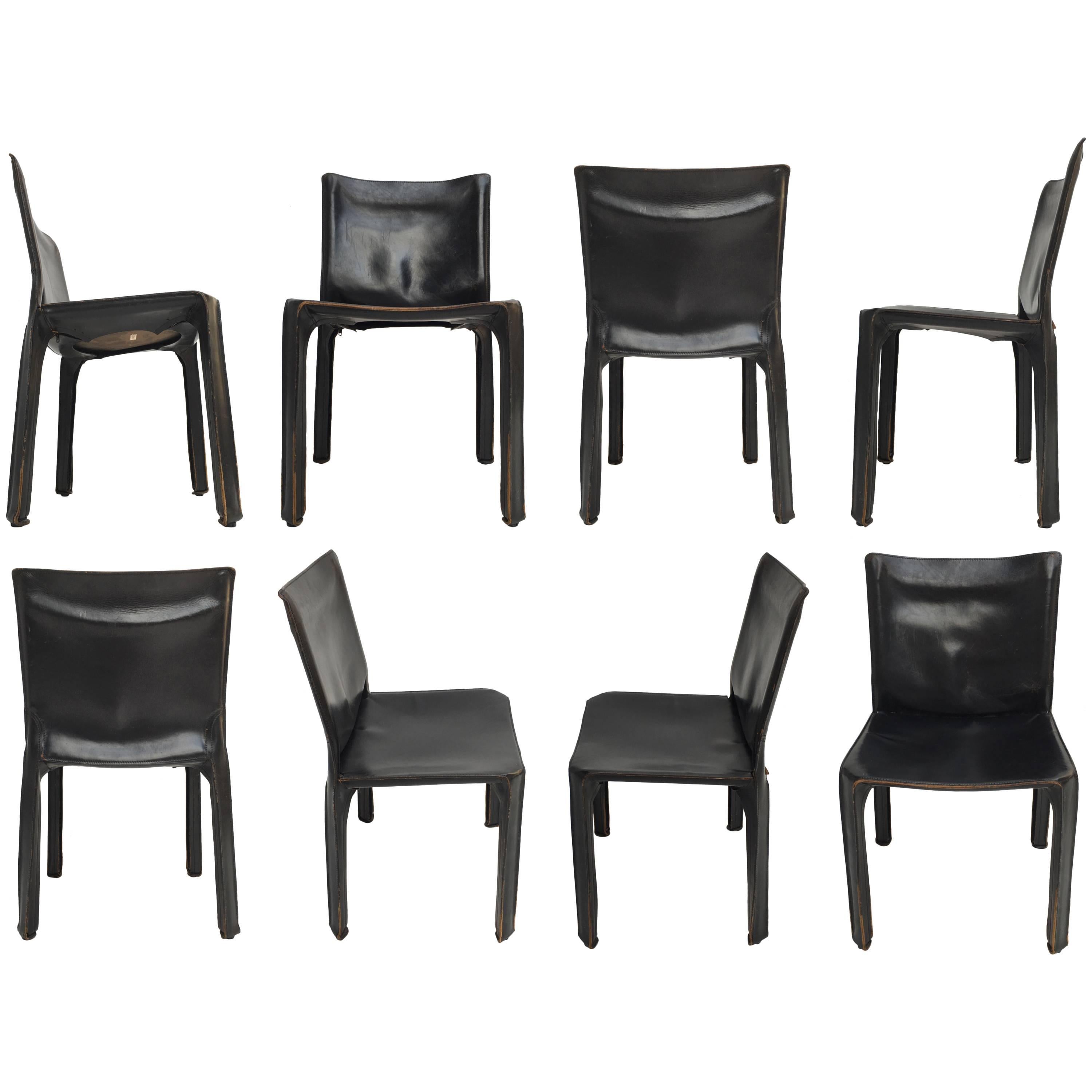 Lovely Set of 8 'CAB' Chairs by Mario Bellini, 1977 for Cassina, Original Labels