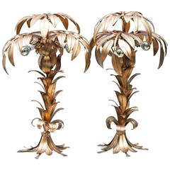 Golden Palm Table Lamps Hans Koegl Set of Two