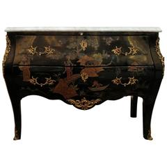 Chinoiserie Lacquered Bombe Chest with Marble Top
