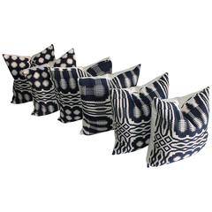19th Century Handwoven Jacquard Coverlet Pillows 11