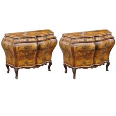 Pair of Mid-Century Italian Walnut Commodes