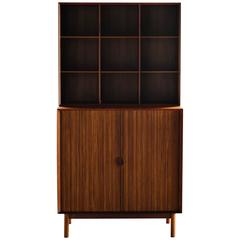 Solid Teak Cabinet and Bookshelf with Tambour Doors by Hvidt and Mølgaard, 1962