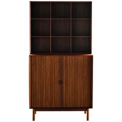 Solid Teak Cabinet and Bookshelf with Tambour Doors by Hvidt and Mølgaard, 1962