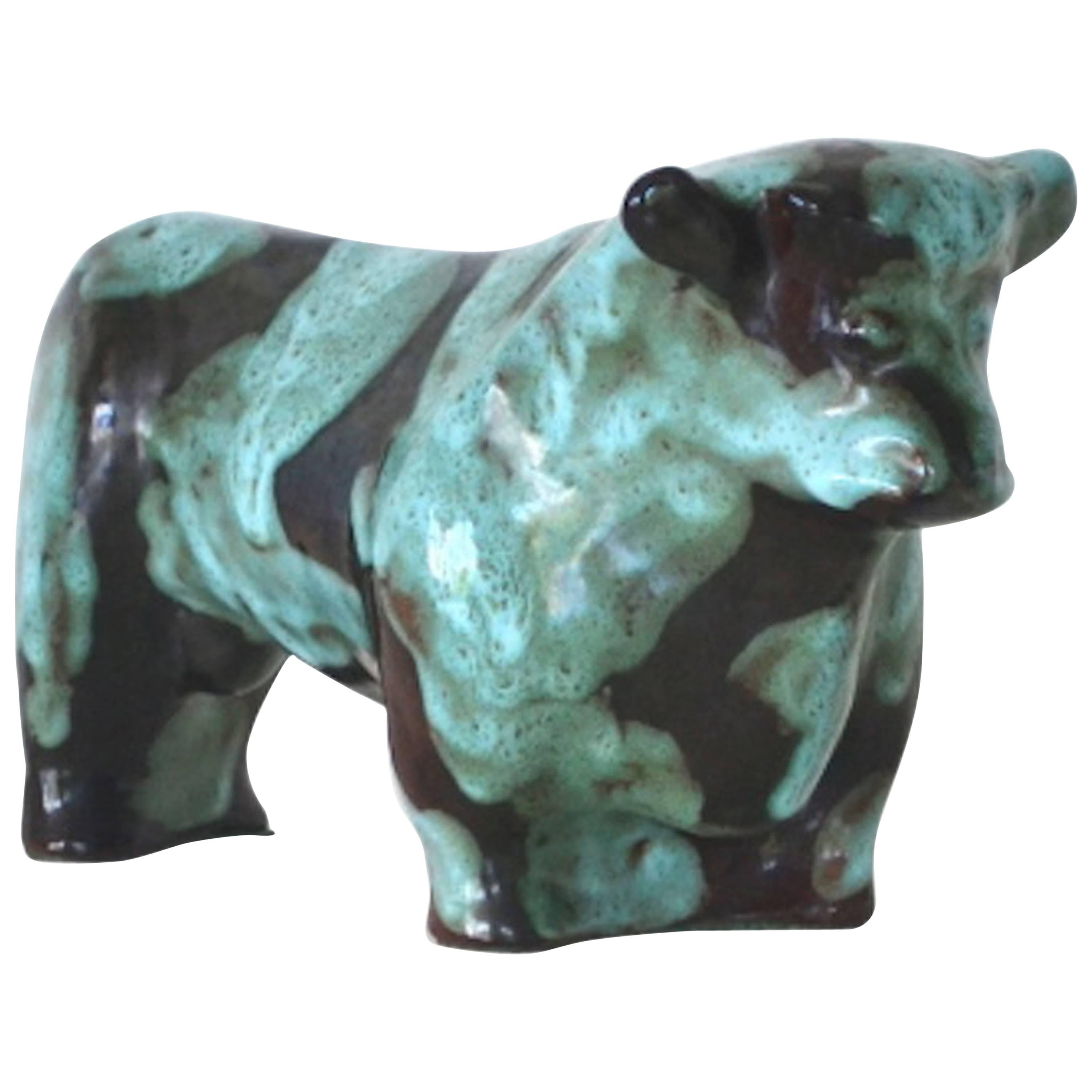 Mid-Century Ceramic Bull Sculpture by Marianna von Allesch For Sale