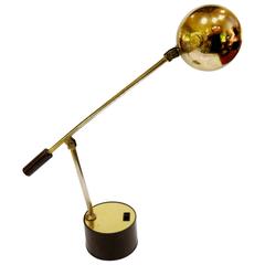 1960s American Modern Small Desk Table Lamp in Brass