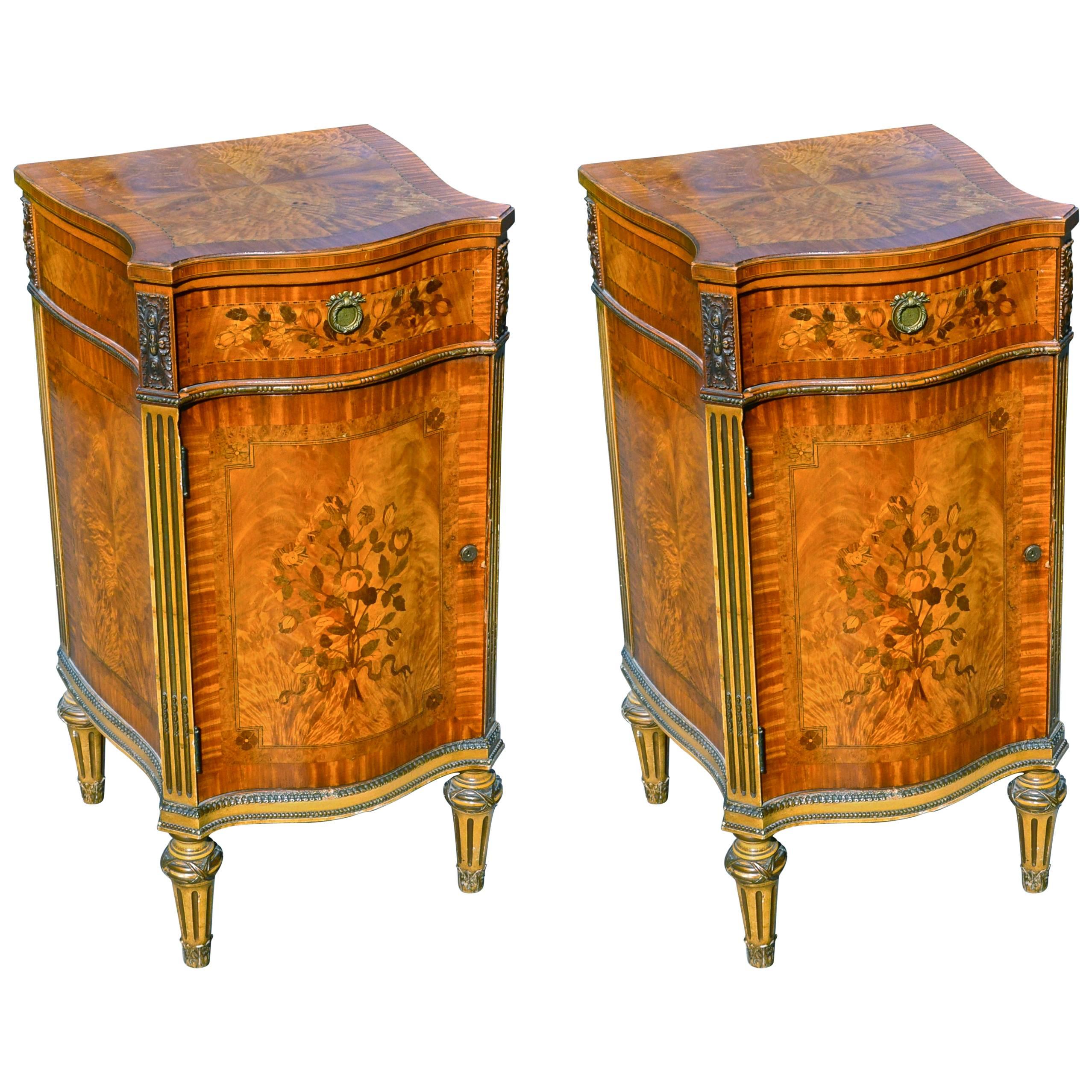 Pair of Edwardian Satinwood Inlaid Cabinets