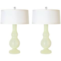 Pair of Opaline Murano Glass Lamps by Cenedese, circa 2000