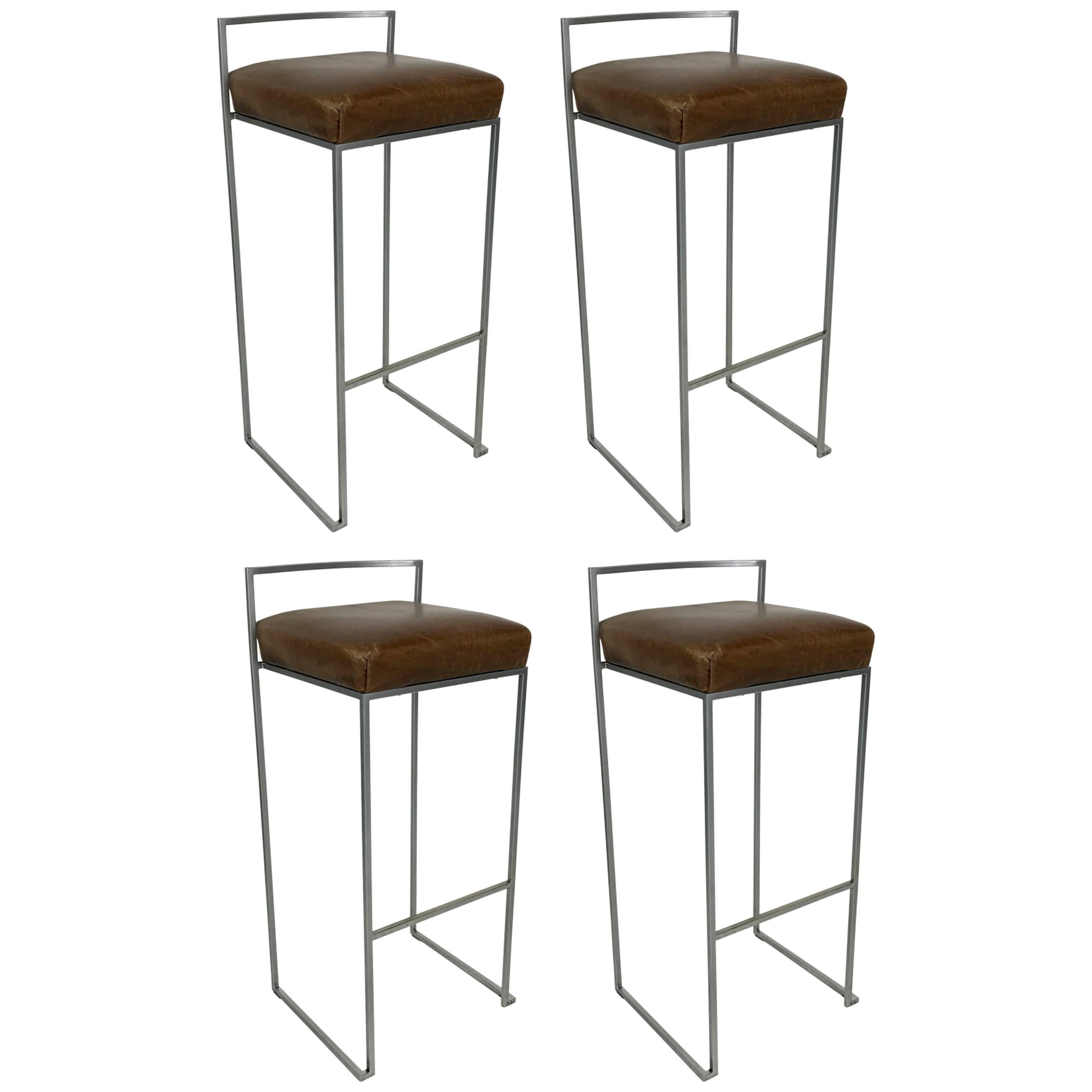 Set of Four Minimalist Modern Bar Stools by Enzo Berti for LaPalma, Italy