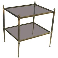 French Coffee or Low Table of Brass and Smoked Glass 8
