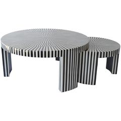 Stripe Tiled Coffee Table and Side Table
