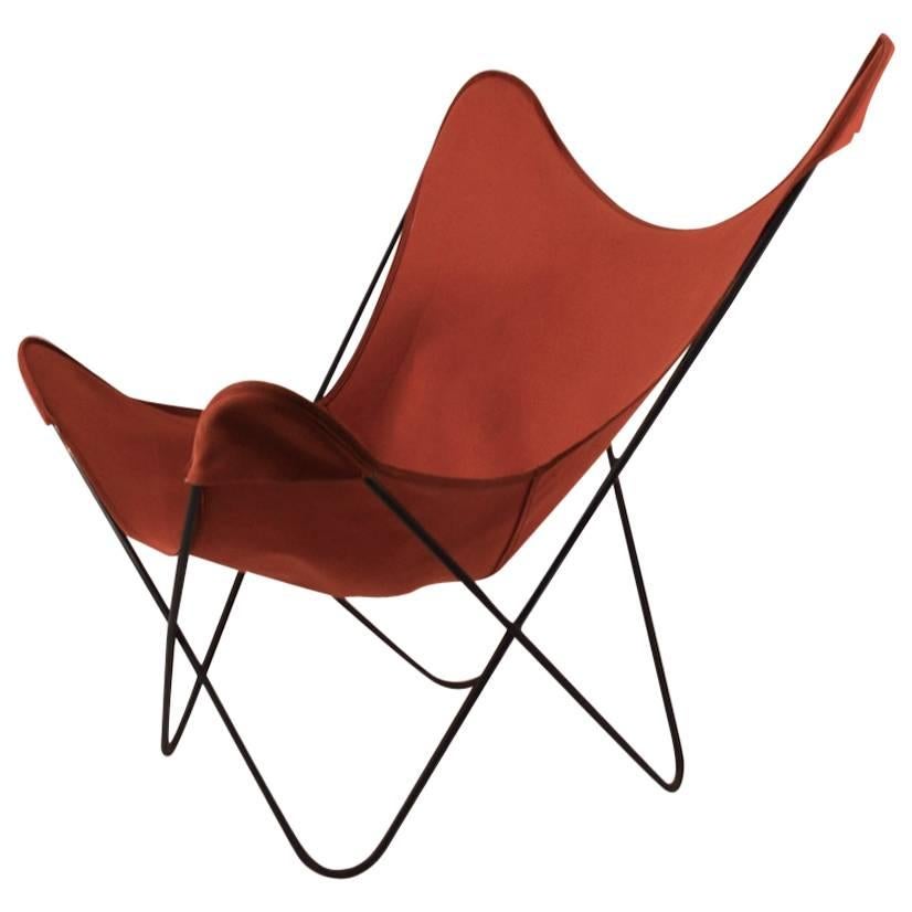 Hardoy Butterfly Chair with Original Orange Canvas Sling Seat