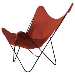 Hardoy Butterfly Chair with Original Orange Canvas Sling Seat