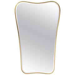 Large Shaped Brass Mirror, Italy 1950s