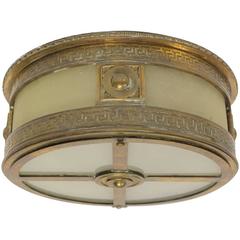 Antique Art Deco Theater Bronze Flush Mount Light