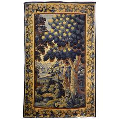 Large 18th Century Scenic Verdure Aubusson Tapestry of Wonderful Color