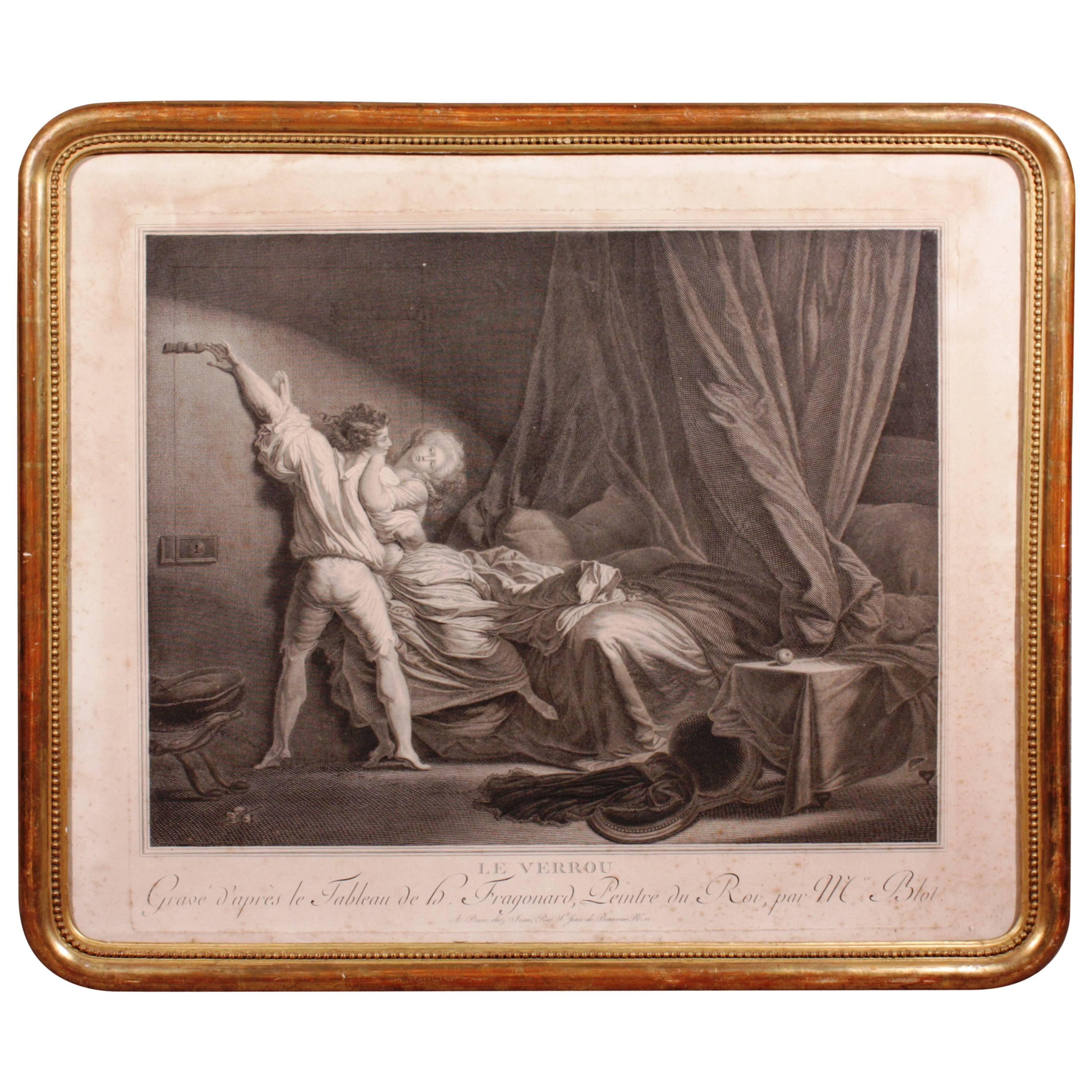 Fragonard Engraving in Gilt Frame