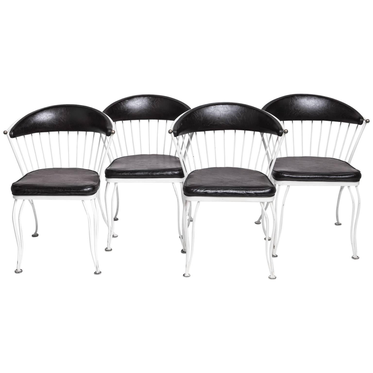 Set of Four Mid-Century Wrought Iron Chairs