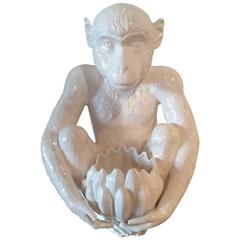  Italian Monkey Ceramic Plant Pot Holder Vintage Statue Palm Beach
