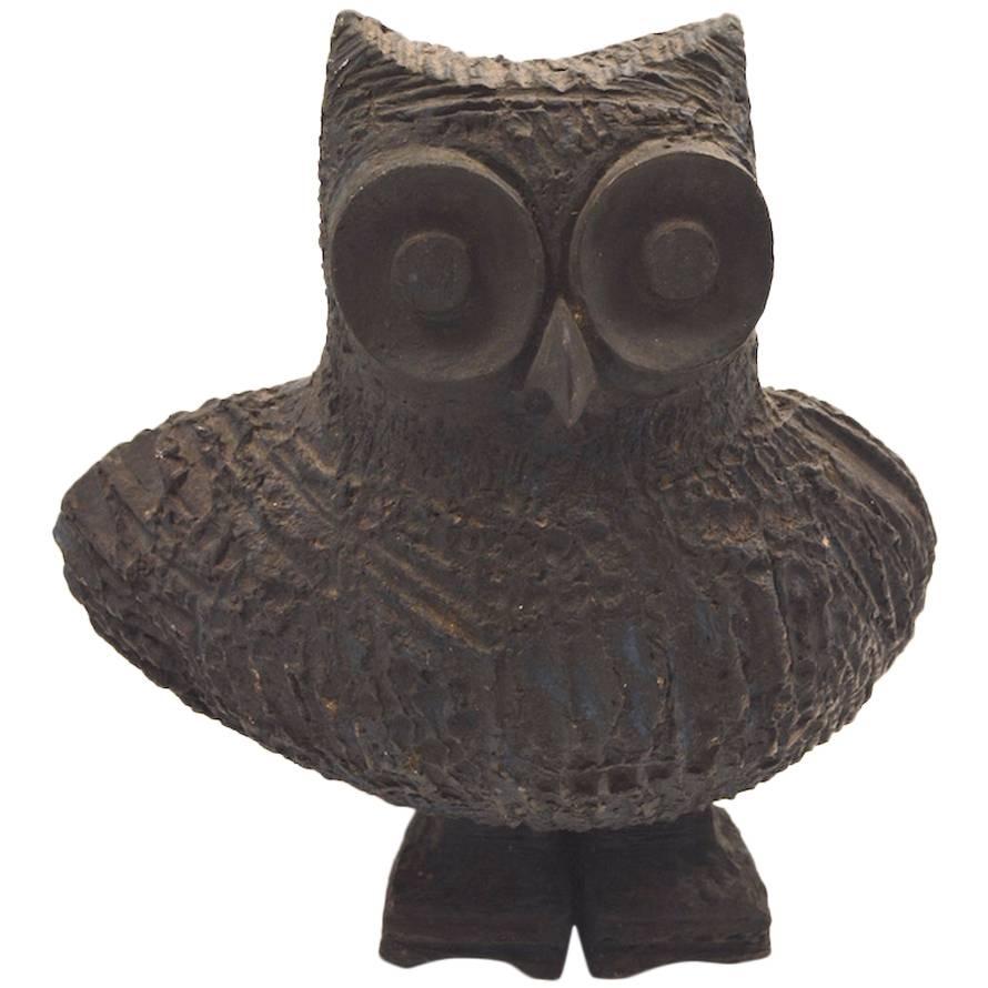Brutalist Stoneware Pottery Owl by Margot Kempe