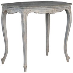 French Painted and Carved Blue Side Table