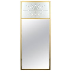 1960s Tommi Parzinger Style Brass Wall Mirror with Atomic Design Motif