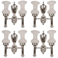 Set of Four Argand Style Two-Light Sconces
